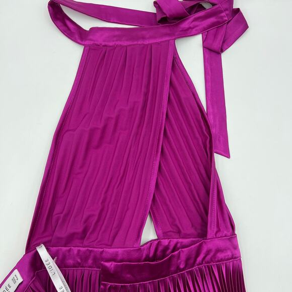 L'IDEE Renaissance Halter Side-Slit Pleated Maxi Dress Party Cocktail Formal - Picture 5 of 8